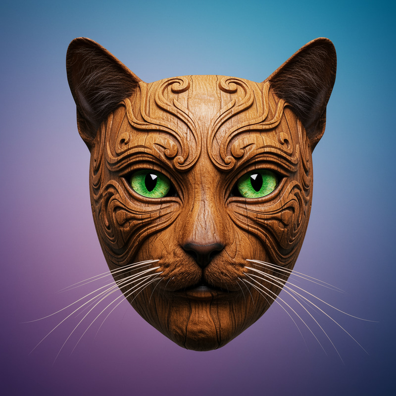 Cat Wooden Mask Transformations