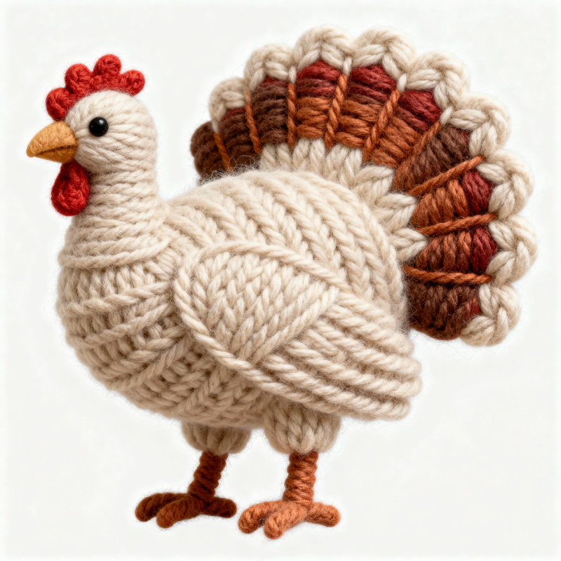 Fluffy 2D Turkey Design in Yarn Fluffy 2D Turkey Design in Yarn
