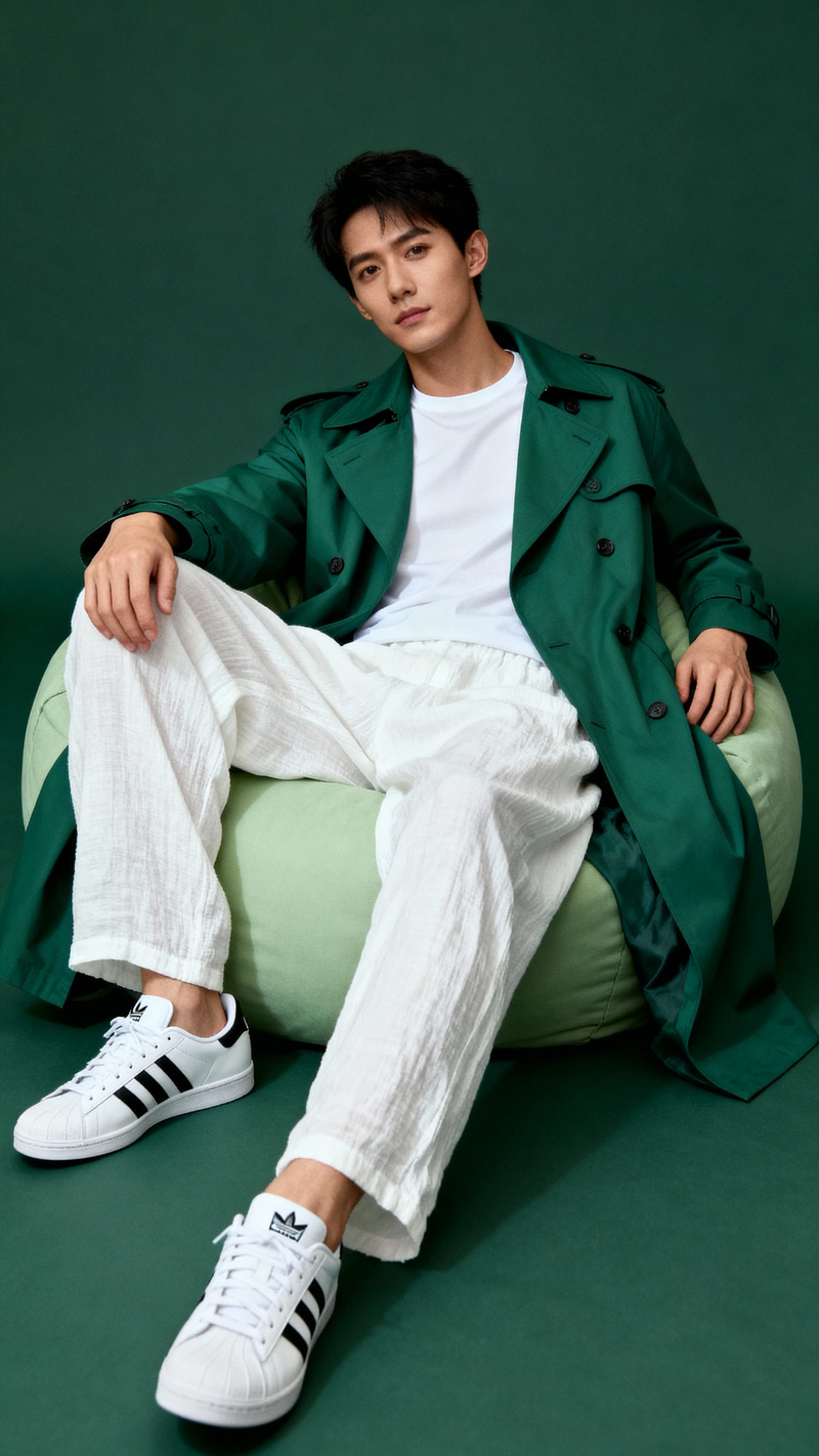 Stylish Portrait of a Young Man in Green Aesthetic Stylish Portrait of a Young Man in Green Aesthetic