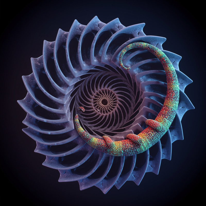 Centripetal Structure with Chameleon's Tail Art Centripetal Structure with Chameleon's Tail Art