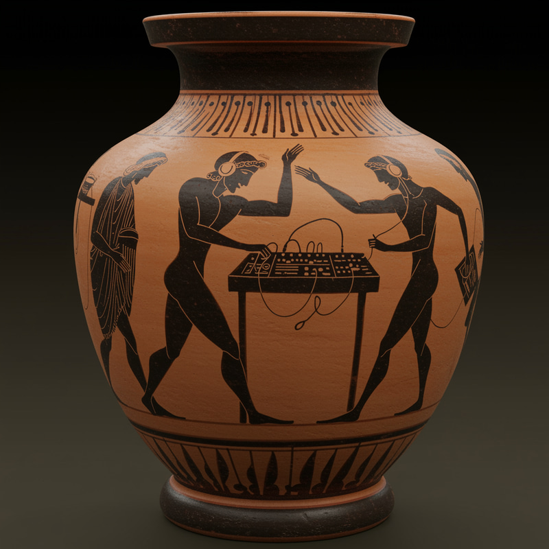 Greek Vase Style Techno Party Scene Greek Vase Style Techno Party Scene