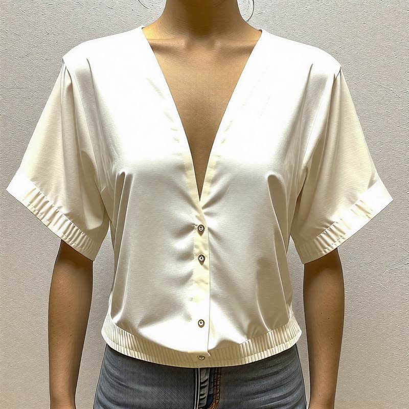 V Neck Blouse with Unique Back Design V Neck Blouse with Unique Back Design