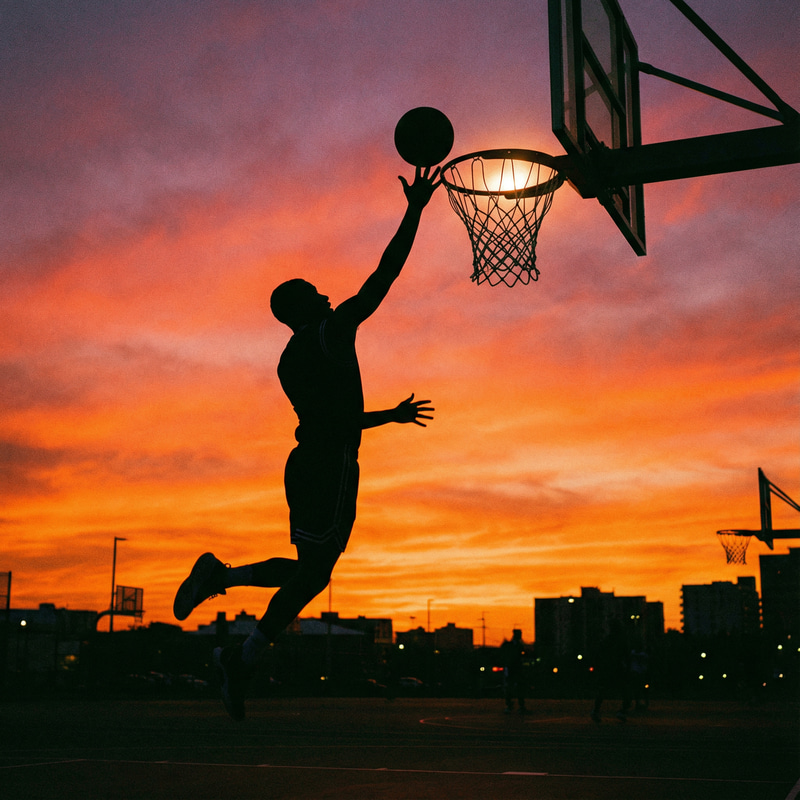 Dynamic Basketball Finger Roll Layup Silhouette