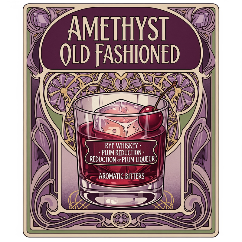 Amethyst Old Fashioned Cocktail - Vintage Poster Design Amethyst Old Fashioned Cocktail - Vintage Poster Design