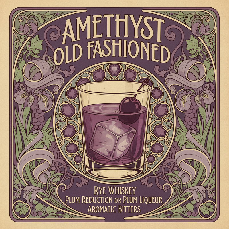 Amethyst Old Fashioned Cocktail Poster Design Amethyst Old Fashioned Cocktail Poster Design