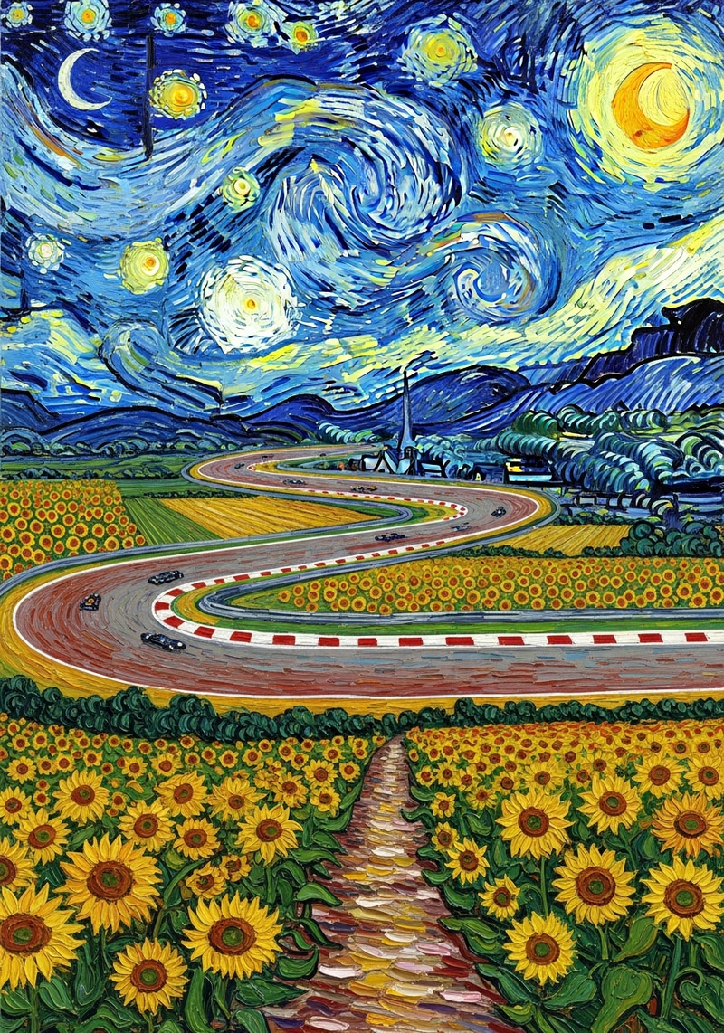 Van Gogh Inspired Race Track Art Van Gogh Inspired Race Track Art