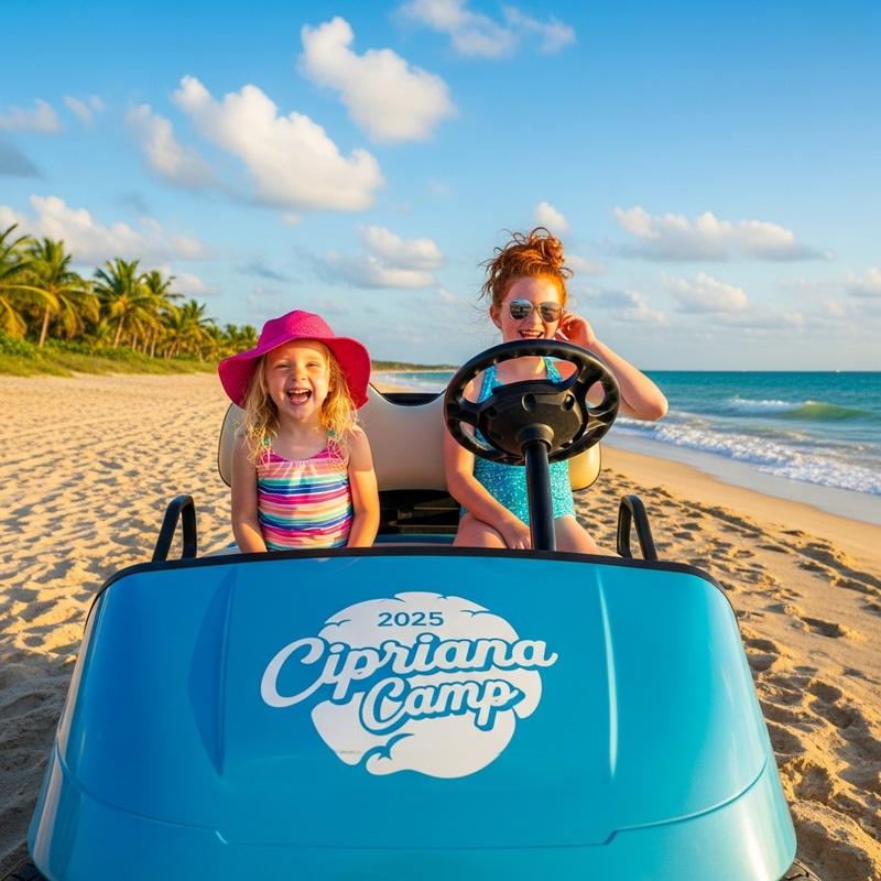 Cipriana Camp 2025: Beach Fun on Golf Cart Cipriana Camp 2025: Beach Fun on Golf Cart