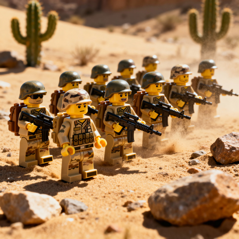 Desert Army Scene with LEGO Figurines