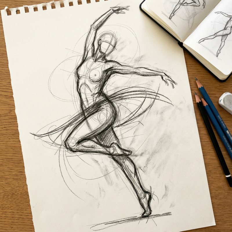Artistic Pencil Sketch: Expressive Linework & Gestural Form Artistic Pencil Sketch: Expressive Linework & Gestural Form