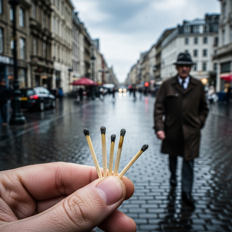 Wet Matches in Hand: Urban Street Scene Wet Matches in Hand: Urban Street Scene