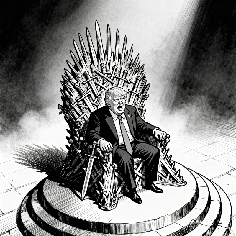 Trump on the Iron Throne: A Satirical Line Art Trump on the Iron Throne: A Satirical Line Art