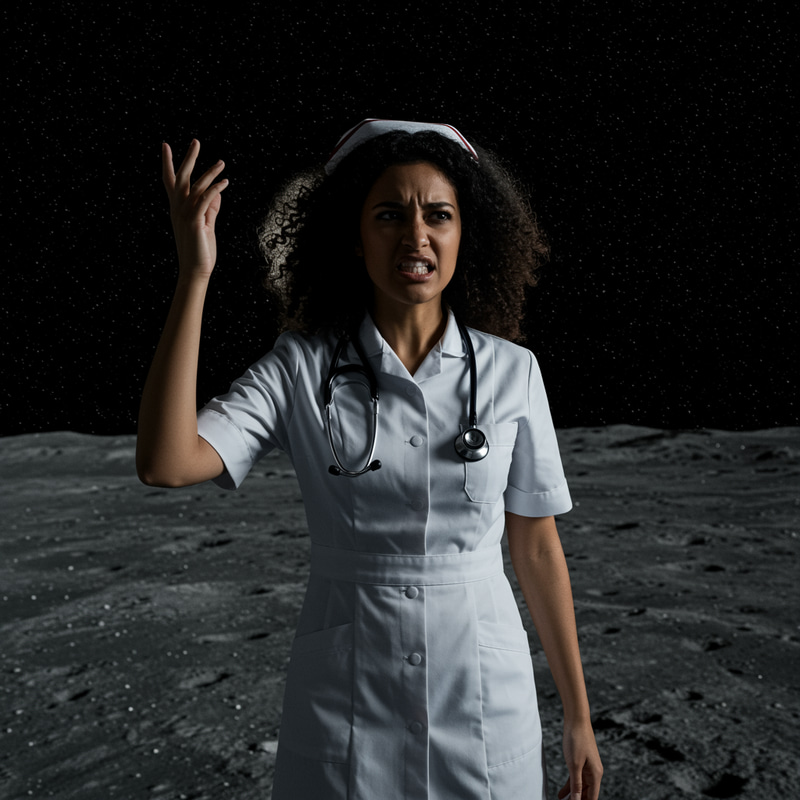 Nurse Complaining on the Moon | Unique Imagery Nurse Complaining on the Moon | Unique Imagery