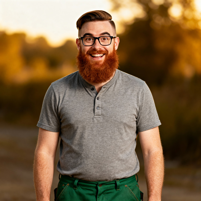 Enthusiastic Caucasian Man with Glasses and Beard Enthusiastic Caucasian Man with Glasses and Beard