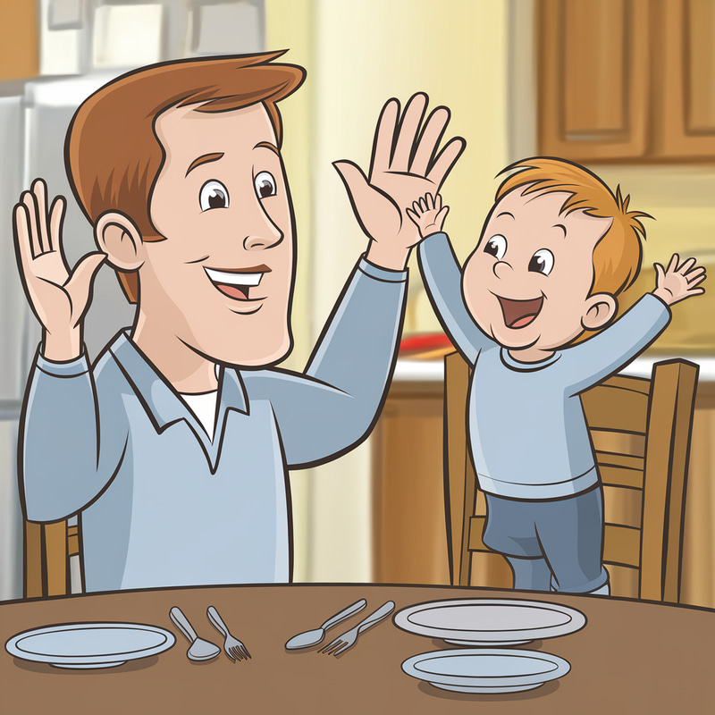 Father and Son Dining Room Cartoon