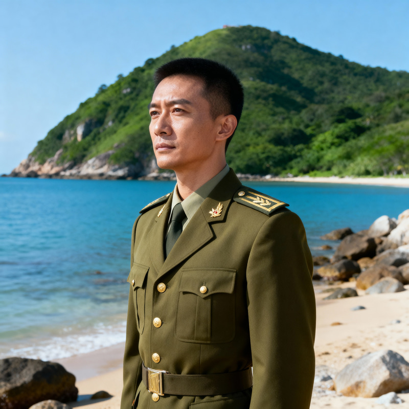 Army Dress Photo with Island Background Army Dress Photo with Island Background