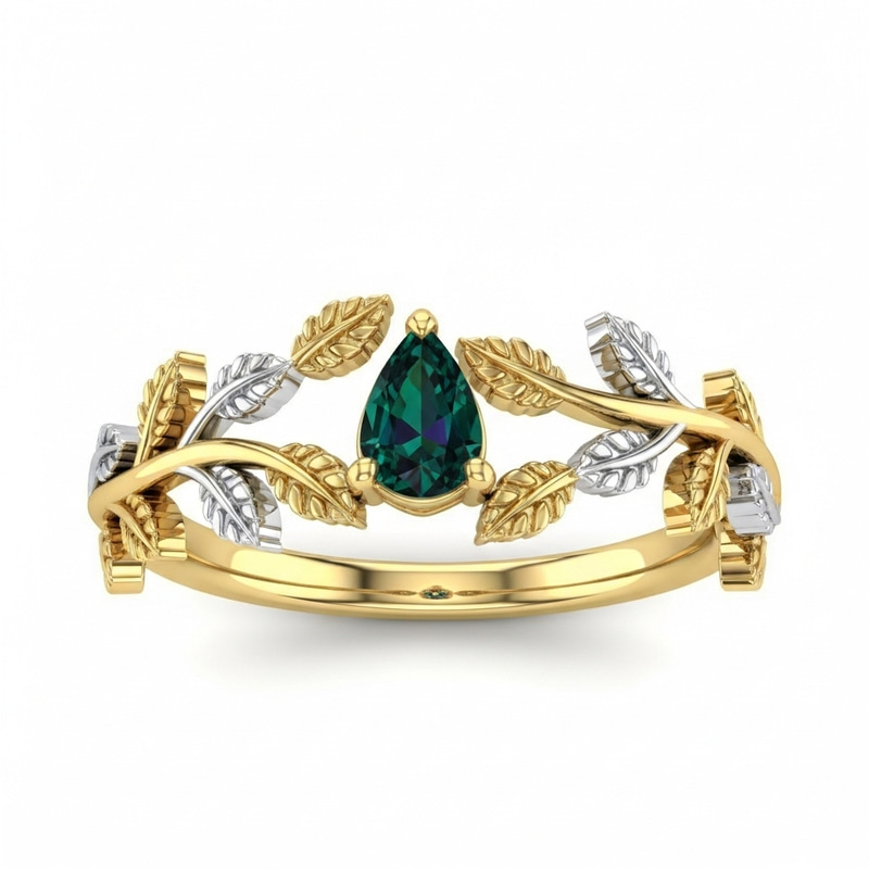 Unique Yellow & White Gold Engagement Ring with Alexandrite Unique Yellow & White Gold Engagement Ring with Alexandrite
