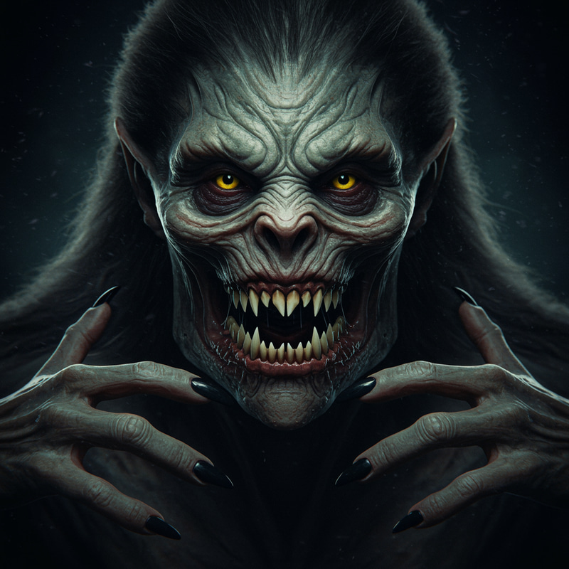 Creepy Monster with a Frightening Face Creepy Monster with a Frightening Face