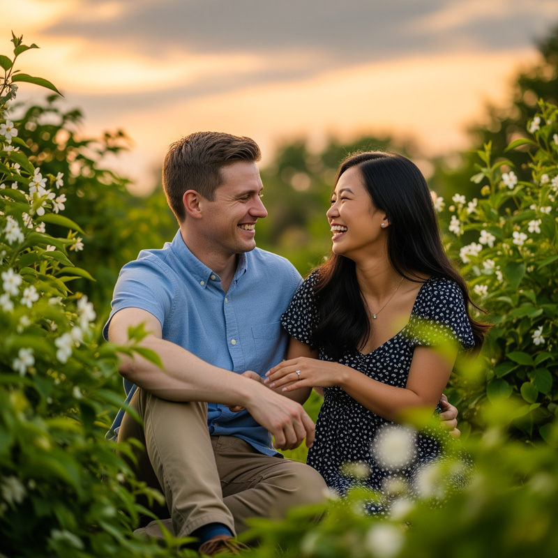 Romantic Evening in a Lush Garden