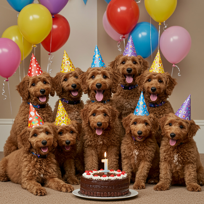 Adorable Poodle Puppies Celebrate a Birthday Party Adorable Poodle Puppies Celebrate a Birthday Party