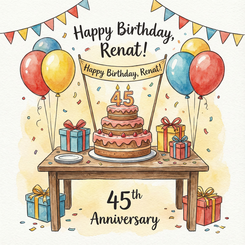 Happy Birthday Card for Renat's 45th Anniversary Happy Birthday Card for Renat's 45th Anniversary