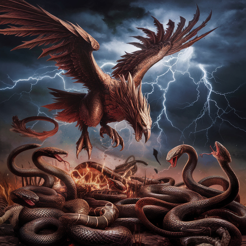 Epic Battle: Garuda vs Venomous Snakes