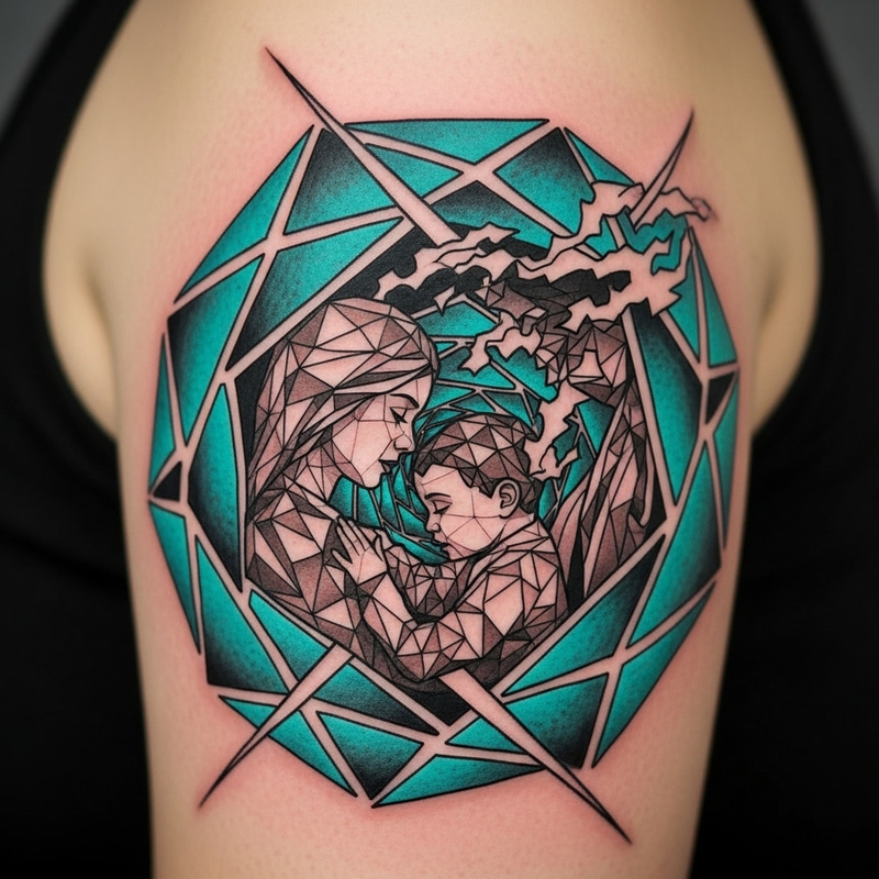 Geometric Spiral Tattoo: Symbol of Time and Relationships