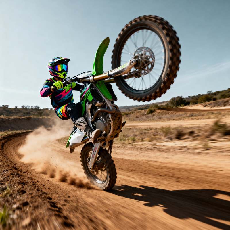 Stunning Motocross Wheelie Action Shot Stunning Motocross Wheelie Action Shot