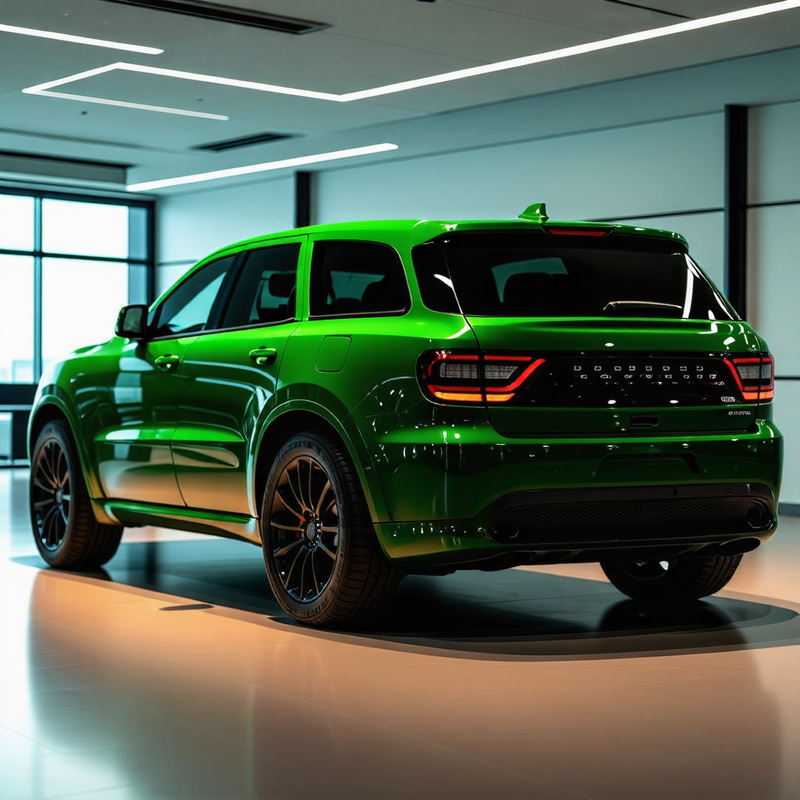 2025 Dodge Durango Bright Greens - Luxurious Showroom Cinematic Shot 2025 Dodge Durango Bright Greens - Luxurious Showroom Cinematic Shot