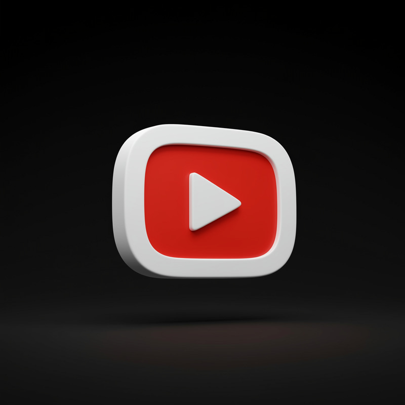 3D White YouTube Logo Design 3D White YouTube Logo Design