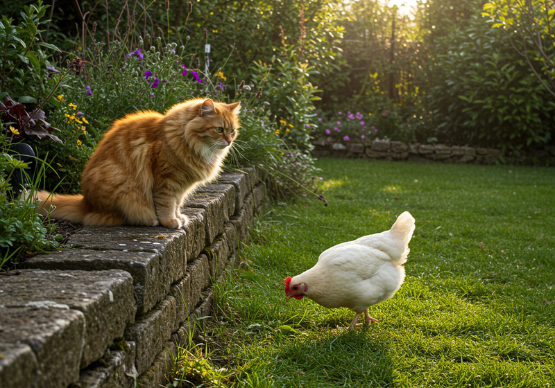 Adorable Cat and Chicken Interaction Adorable Cat and Chicken Interaction