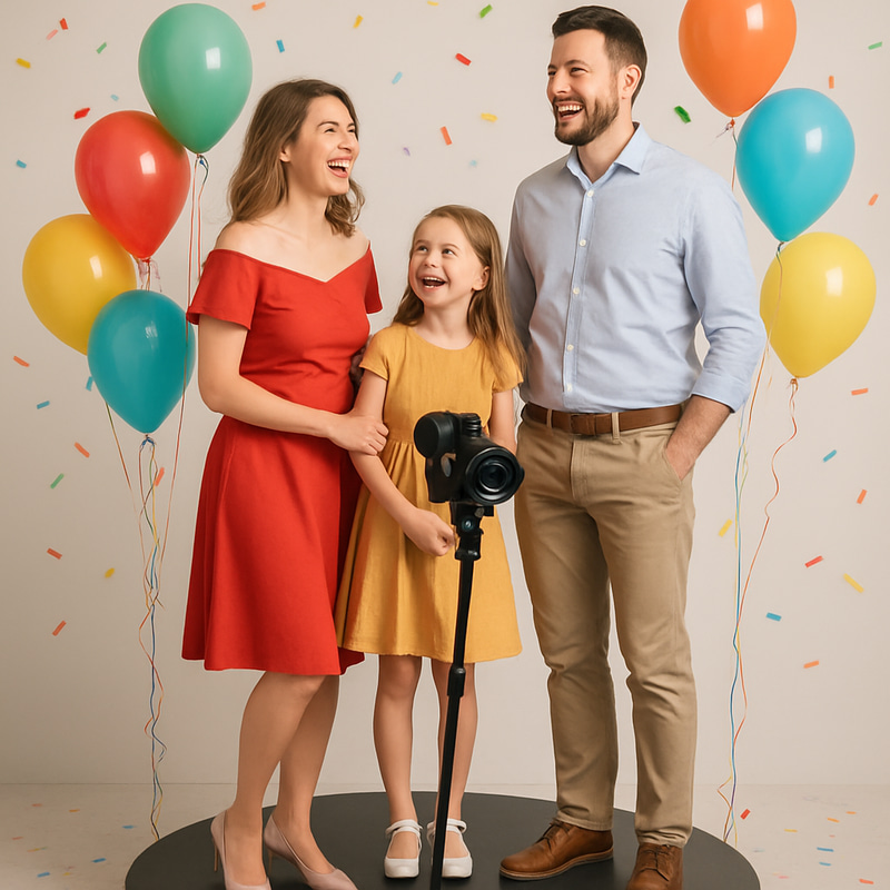 Happy Family Video Shoot on Round Platform Happy Family Video Shoot on Round Platform