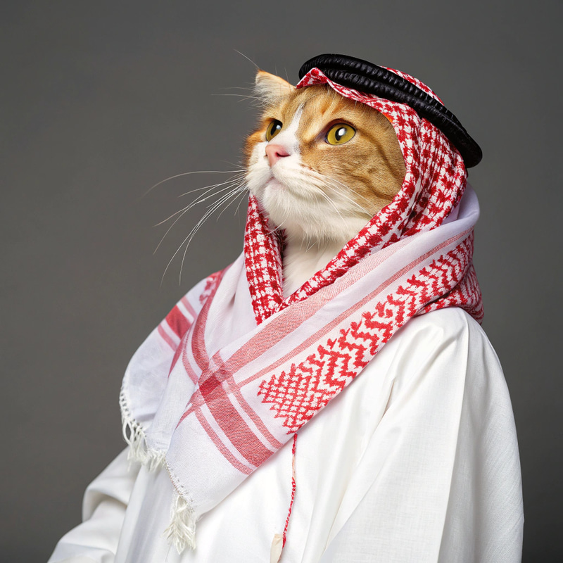 Adorable Cat in Traditional Middle Eastern Attire Adorable Cat in Traditional Middle Eastern Attire
