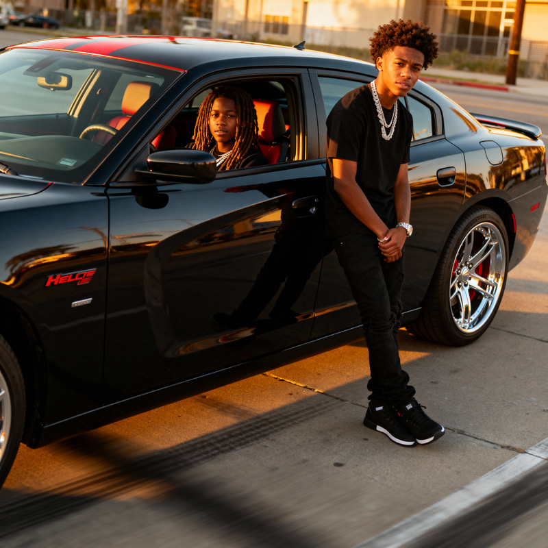 Stylish Teen in Hellcat Charger with Baddie