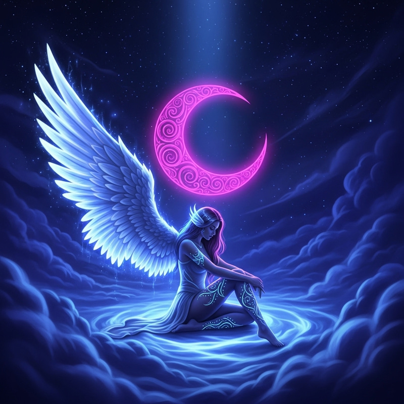 Angelic Woman with Glowing Wings in Fantasy Art Angelic Woman with Glowing Wings in Fantasy Art