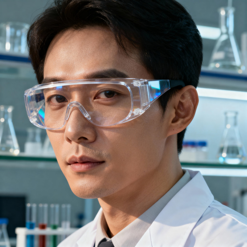 Chemist in Lab Coat and Goggles - Professional Science