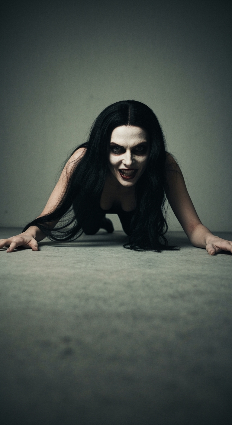 Creepy Horror Photo of Woman in Attic