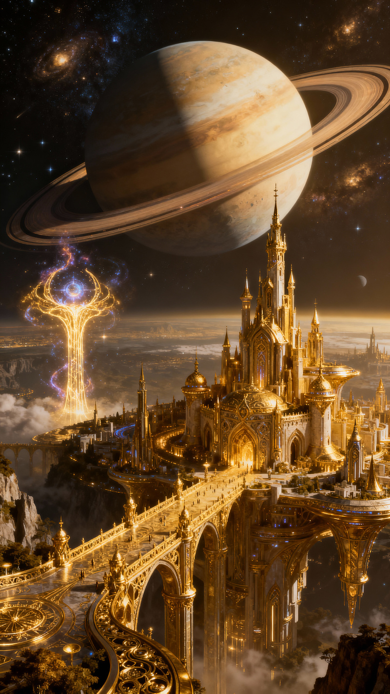 Futuristic City with Galactic Wonders - Digital Art