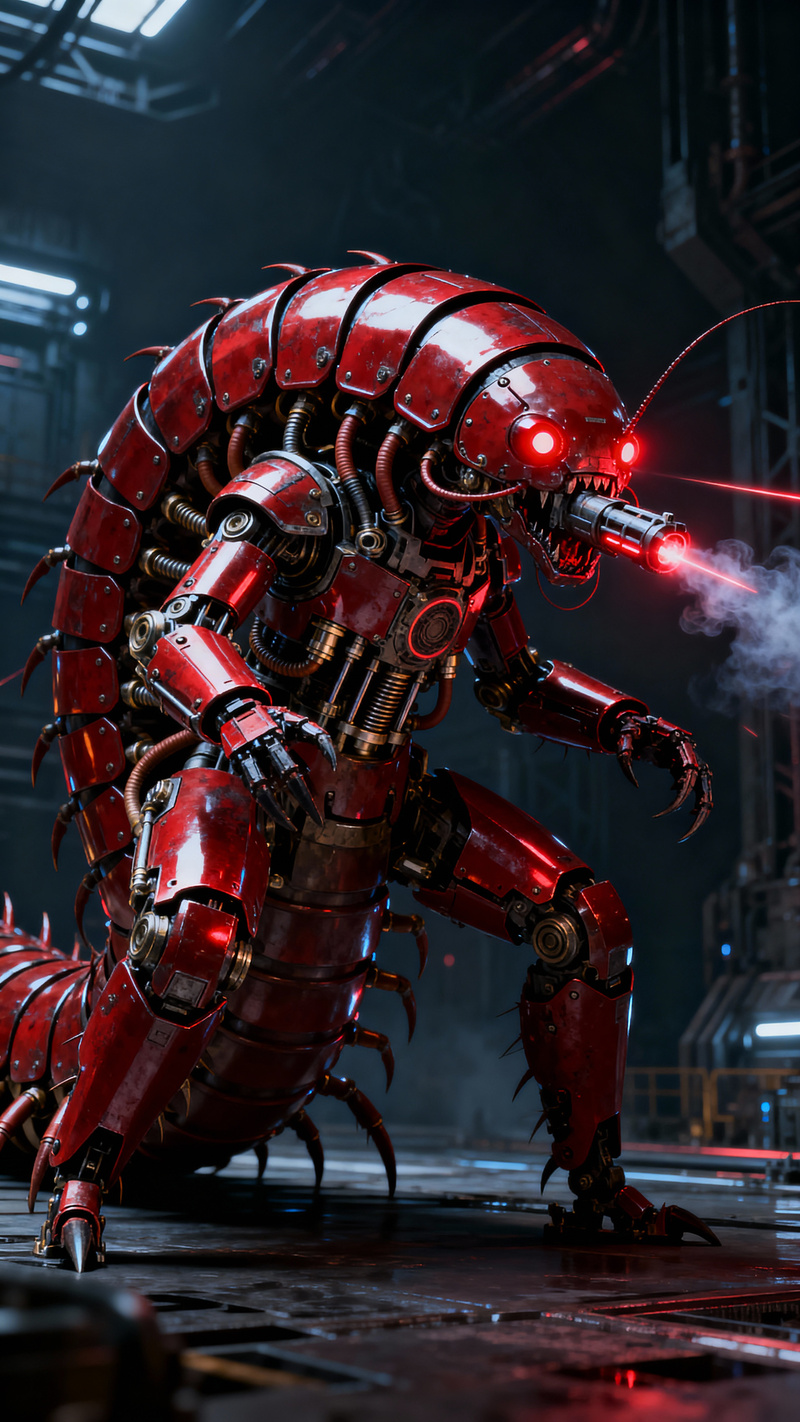 Giant Biomechanical Centipede: 3D CGI Rendering