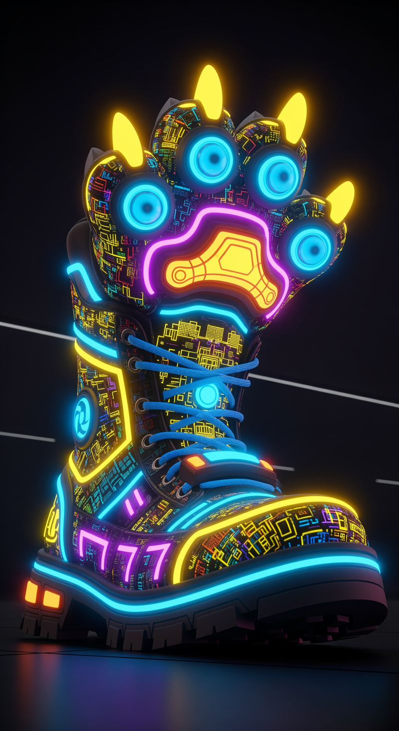 Futuristic Boot Design with Neon Glow