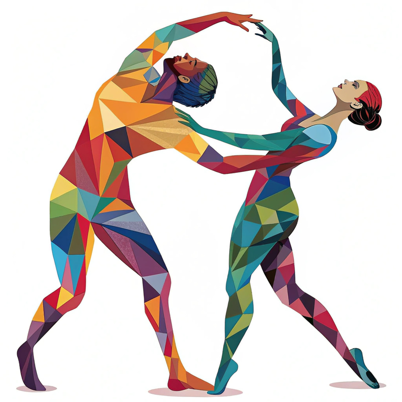 Modern Cubism: Abstract Figures in Vibrant Colors Modern Cubism: Abstract Figures in Vibrant Colors