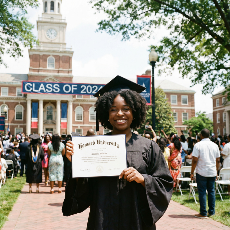 Proud College Graduate in Cap and Gown Proud College Graduate in Cap and Gown