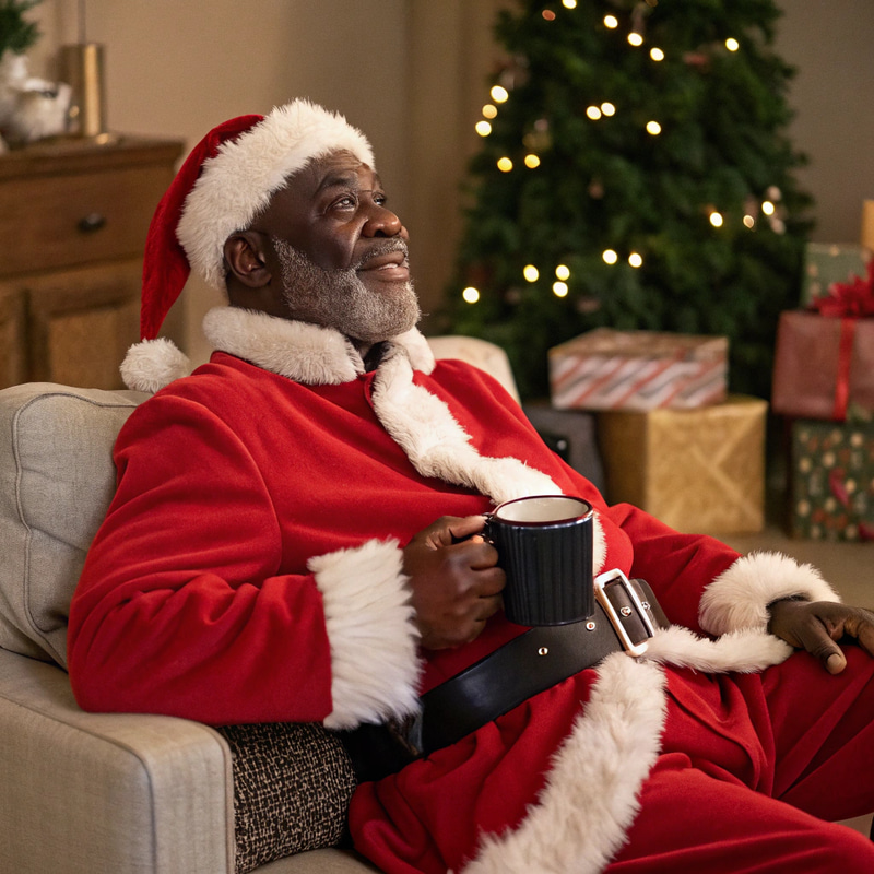 Black Santa Chilling: A Unique Holiday Vibe Black Santa Chilling: A Unique Holiday Vibe