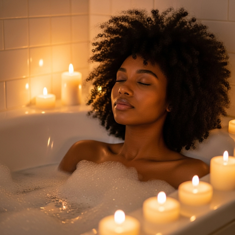 Relaxing Bubble Bath: Afro Beauty & Candles Relaxing Bubble Bath: Afro Beauty & Candles