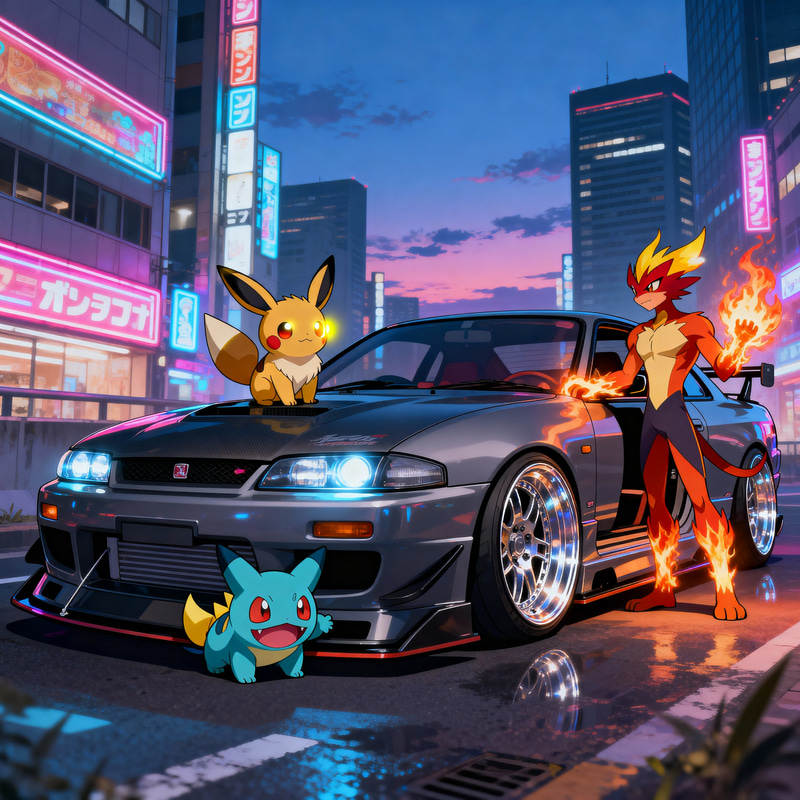 Anime Style Pokémon with S13 Silvia in Japan Anime Style Pokémon with S13 Silvia in Japan