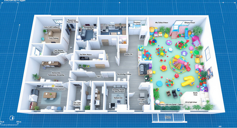 3D Business Storefront Interior Blueprint Design