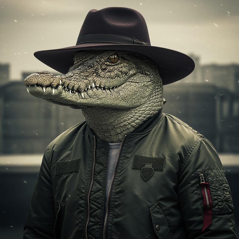 Photorealistic Crocodile-Bombardier Illustrations Photorealistic Crocodile-Bombardier Illustrations