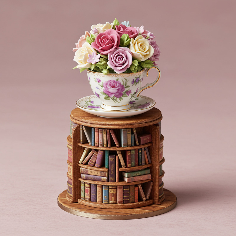 Whimsical Miniature Cake Design with Teacup Flowers Whimsical Miniature Cake Design with Teacup Flowers