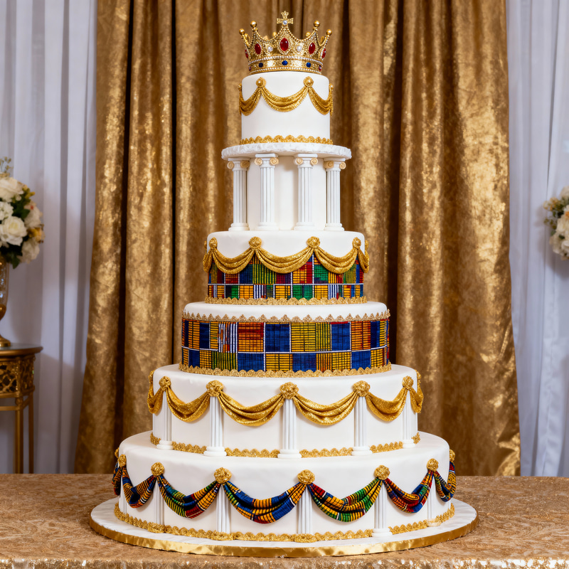 Regal 7 Tier Cake with Gold Accents