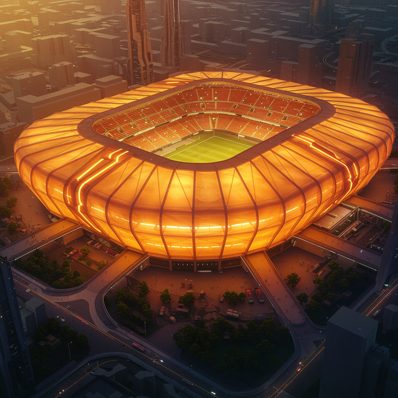Flash Arena: Futuristic Orange Stadium Design