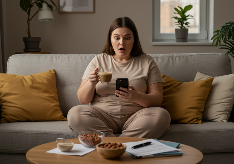 Cozy Living Room Candid Photo of Relaxed Woman